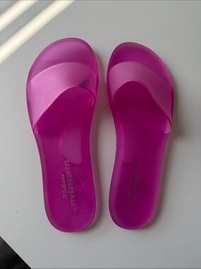 Anthropologie Fuchsia Translucent Slide Sandals